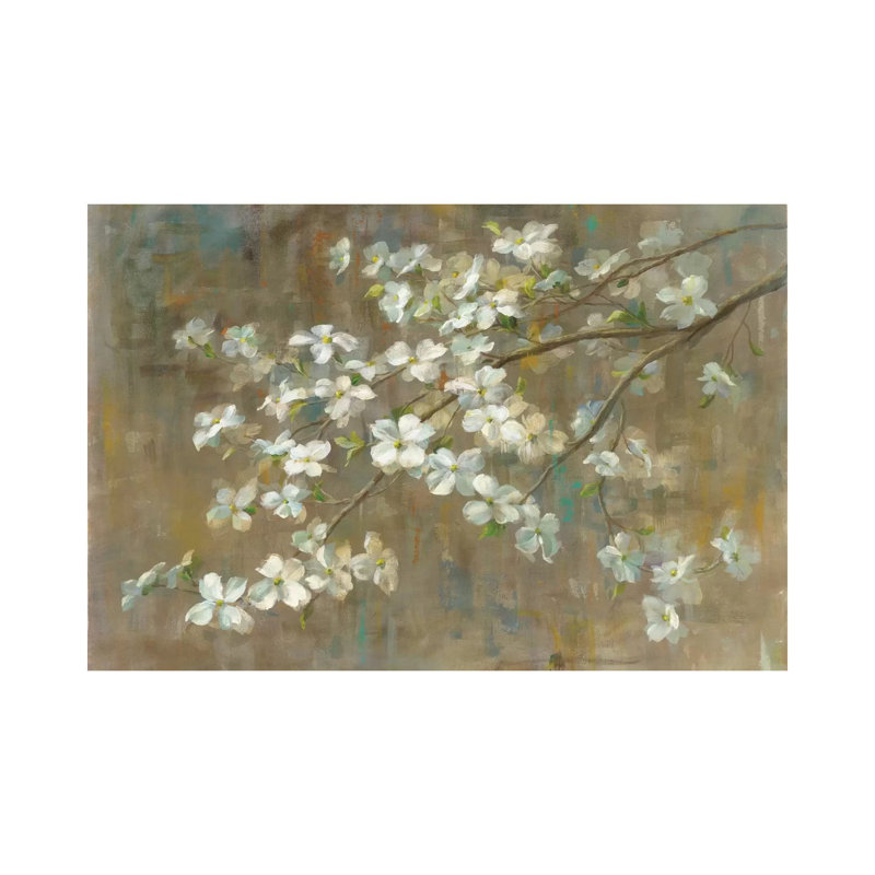 «Dogwood in Spring» par All That Glitter - reproduction d'art, H 26 po x l 40 po x 1,5 po, Toile tendue