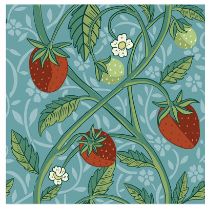 Food and Kitchen William Morris Style Pattern Strawberries II Classical Unframed Art Print