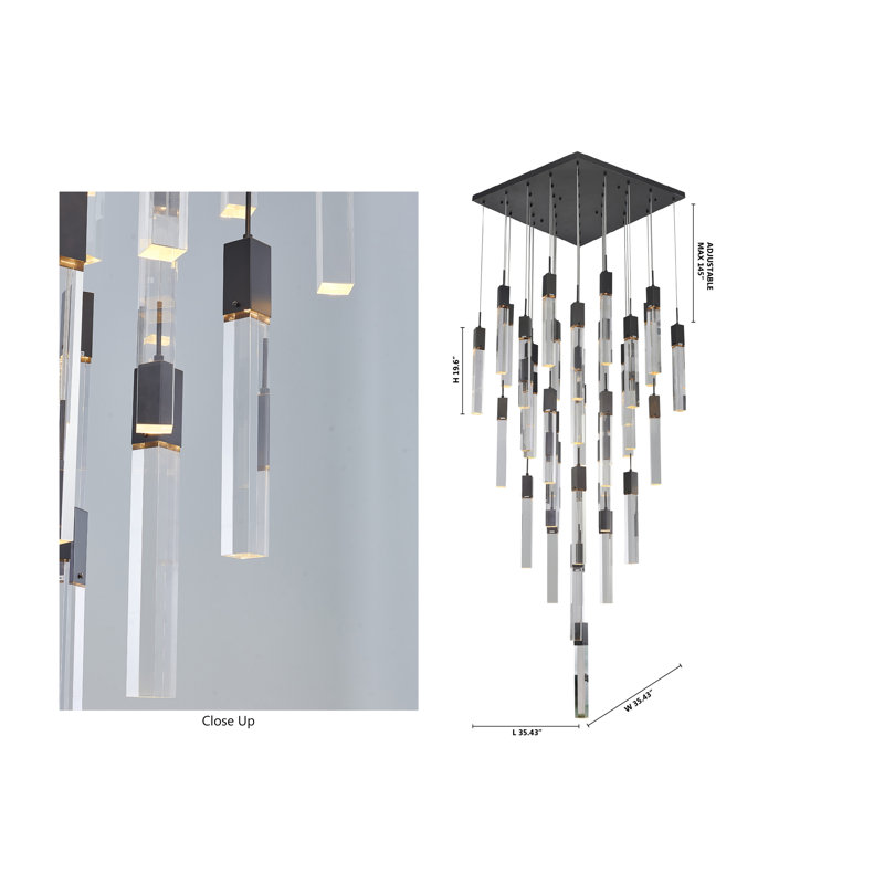 Lustre en cristal 41 lumières Modern, Noir