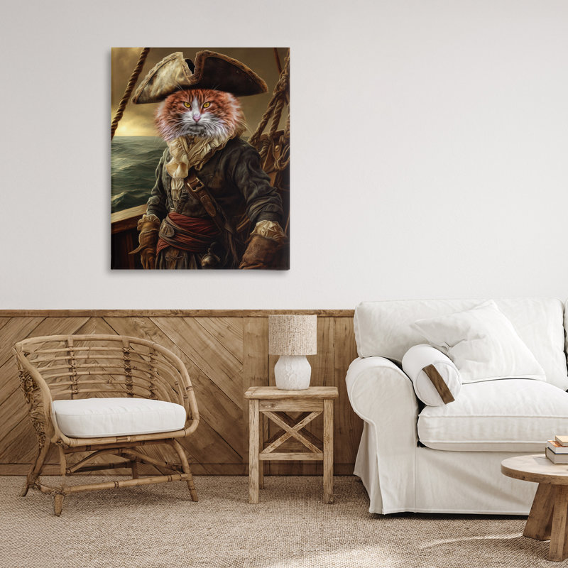Toile Swashbuckling Whiskers Cat, conception de Kelley Parker, H 30 po x l 24 po