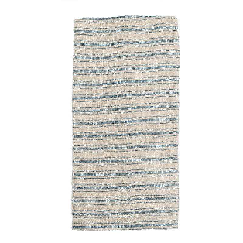 Boat Stripe Linen Striped Tea Towel, Natural/Blue