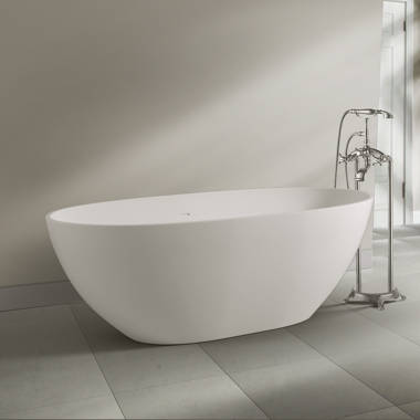 ADM Bathroom Design 75 x 46 Glossy White Stone Resin Bathtub, SW-114-GLOSSY