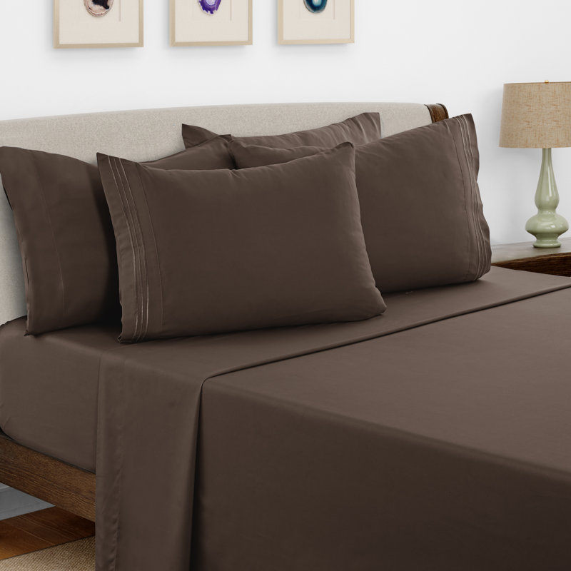 Lux Decor 6-Piece Ultra-Soft Microfiber Sheet Set Deep Pocket Fitted Sheet, Wrinkle & Fade-Resistant, Hotel Quality Bedding