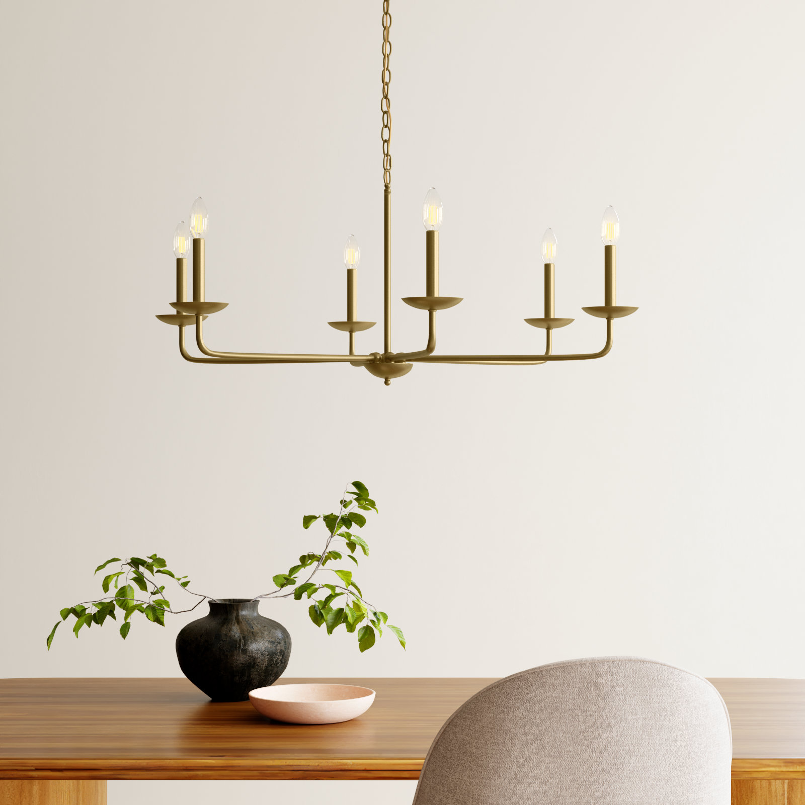 Baltray 6-Light Chandelier, Brass, 18.5" H x 42" W x 42" D