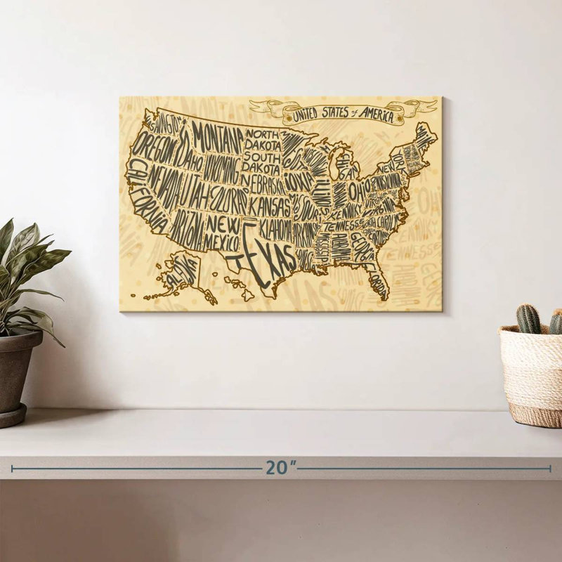 Carte des États-Unis à Aliaz, H 8 po x l 12 po