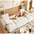 U - Shaped Sleeper , 3 In 1 Multifunctional, Couch Bed, Pull Out Function, Detachable , Ports, Orange Chenille Charging, Grey