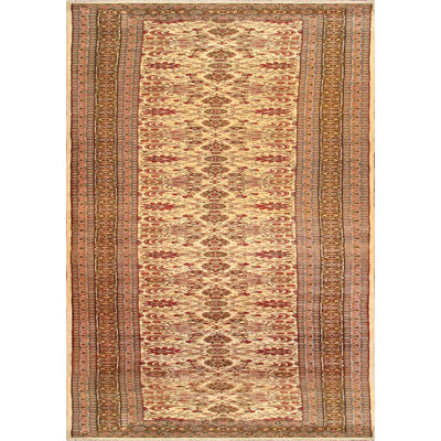 Hereke Hand Knotted Wool Oriental Area Rug in Beige/Brown