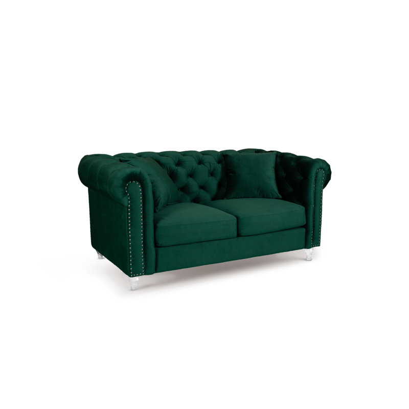 Laurinburg Seater Upholstered Sofa, Bottle Green, 2