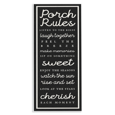 Porch Rules on Black Wall Plaque, design by Lil' Rue