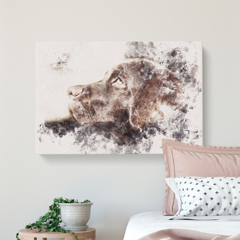 Chocolate Labrador Portrait - Wrapped Canvas, 40cm H x 60cm W x 3cm D