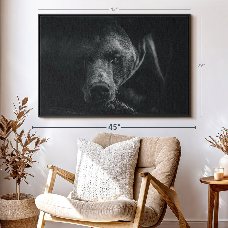 Impression sur toile monochrome avec ours brun, H 29 po x l 43 po