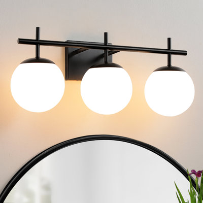 22.4" 3-Light Dimmable Bathroom Vanity Light with Frosted Glass Shades