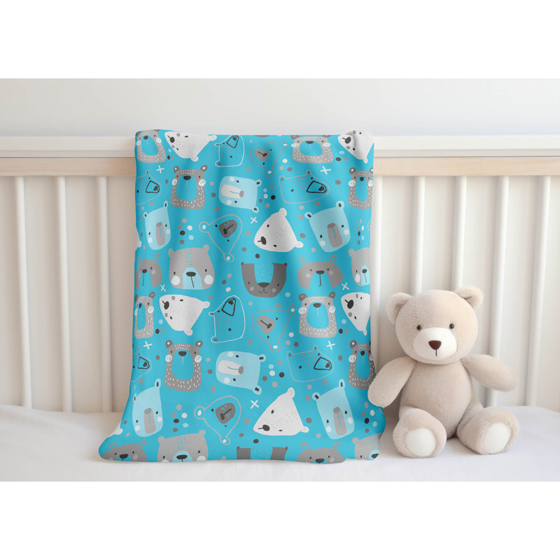 Bear Face, 60" W x 80" L, Blue