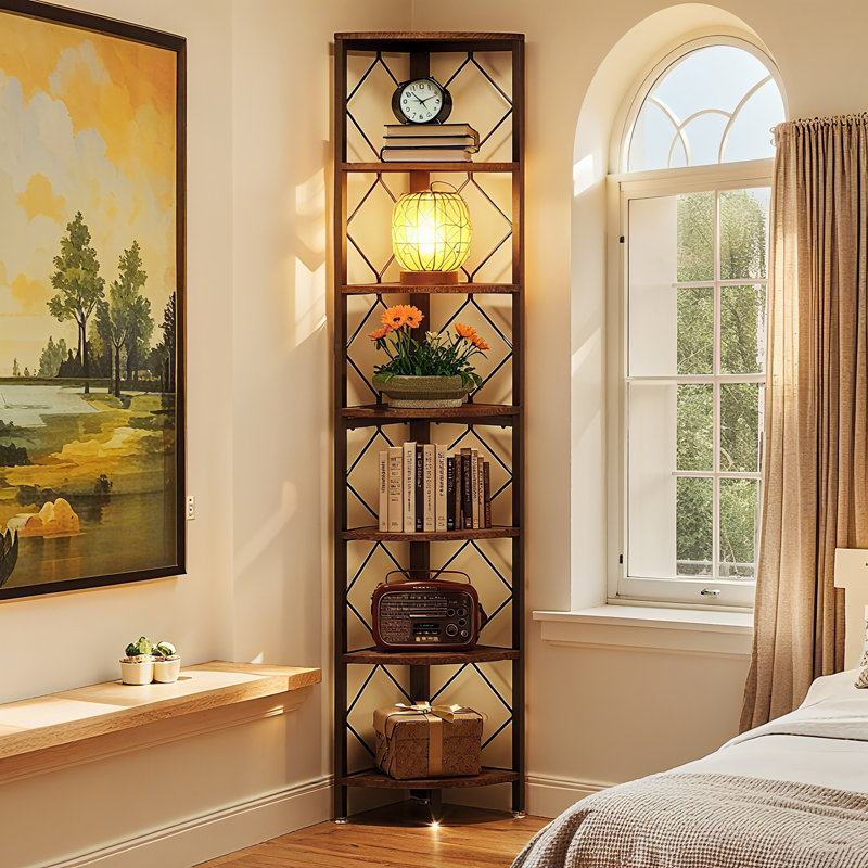 7-Tier Corner Bookcase, 78.7" Slim Corner Storage Rack