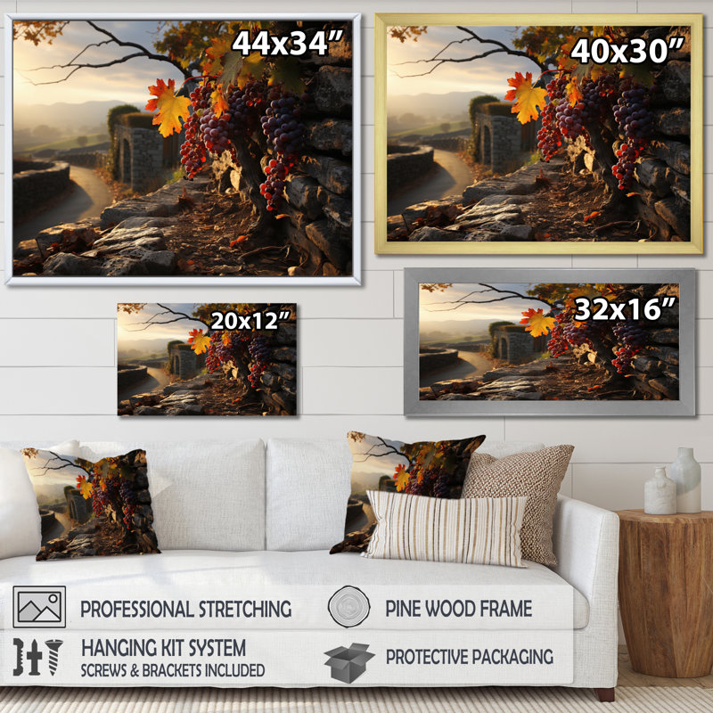 Vineyard Whispering Oaks sur impression sur toile, Cadre photo blanc, H 30 po x l 40 po x P 1,5 po