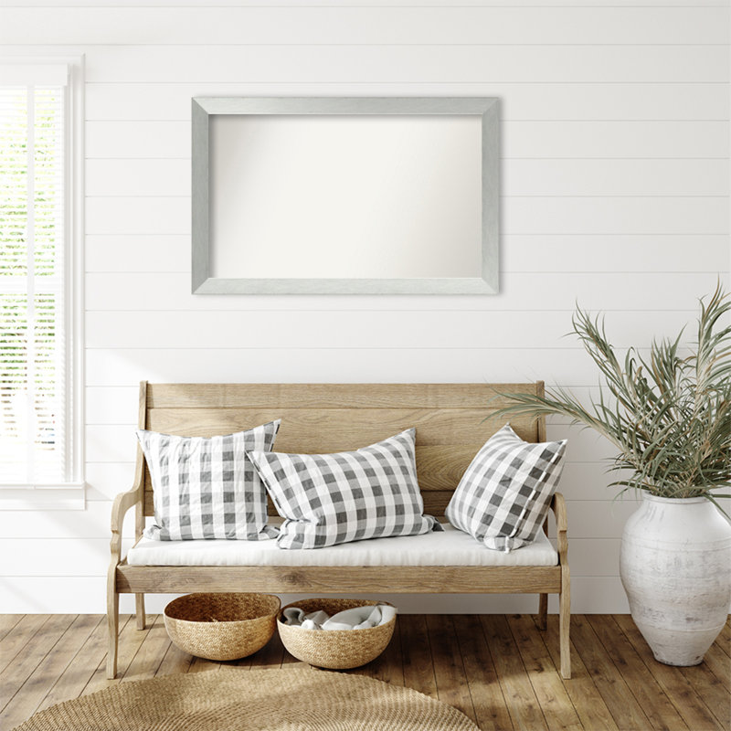 Miroir de salle de bain mural en argent brossé sans cadre, Rectangle, 27 po x 42 po
