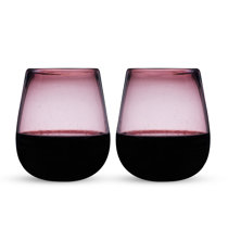 Twine Tortuga Recycled Stemless Wine Glass, Set of 2