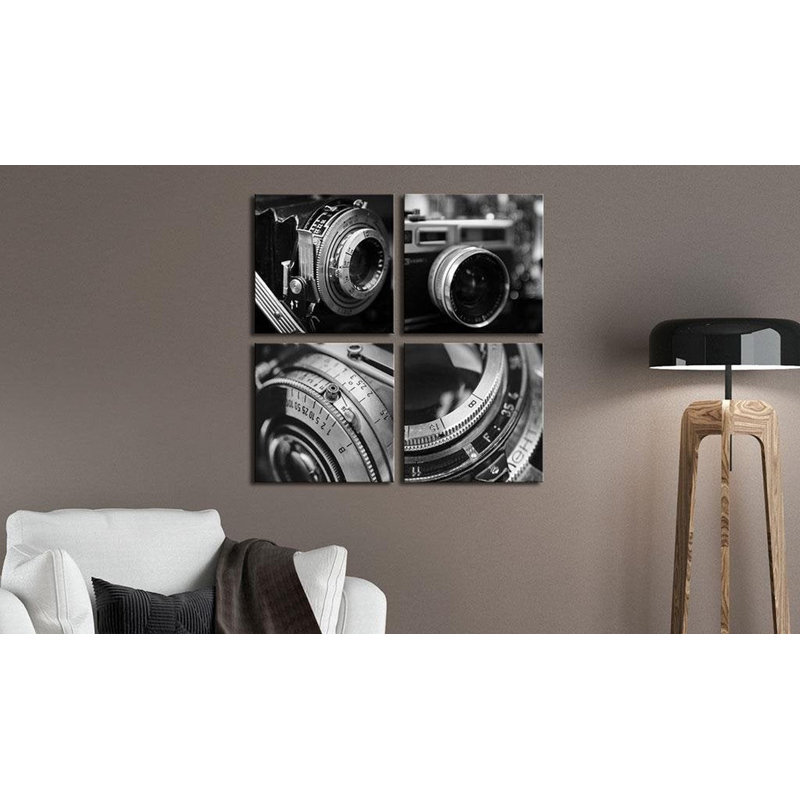 Appareils photo rétro 4 pièces, H 16 po x l 16 po x P 0,7 po