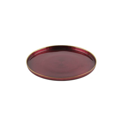 Set Of 4 Burgundy Chargers With Wall And Gold Rim