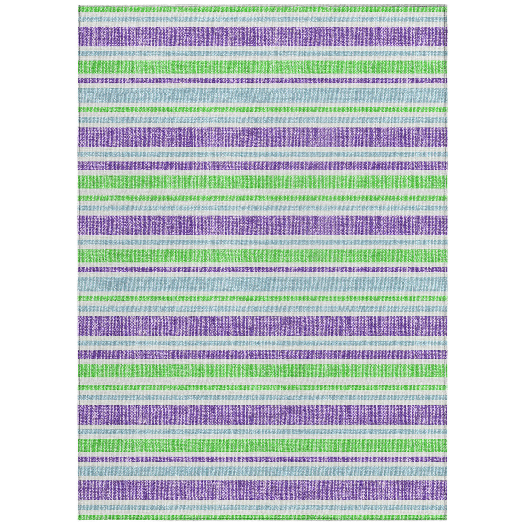 HomeRoots 5' X 8' Lime Green Striped Washable Non Skid Indoor Outdoor ...
