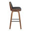 Tabouret de bar à hauteur fixe avec pivot en bois de noyer et tissu gris anthracite avec repose-pieds carré en métal noir - ensemble de 2