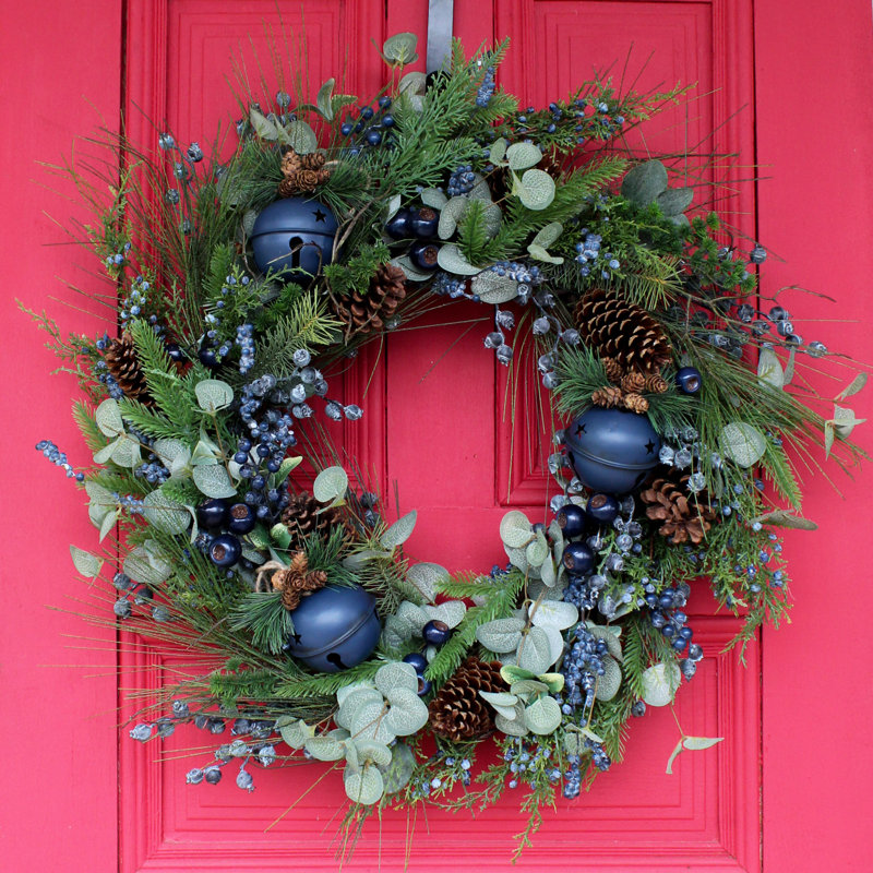 Couronne de Noël myrtille et Sleighbell, H 26 po x l 26 po x P 6 po
