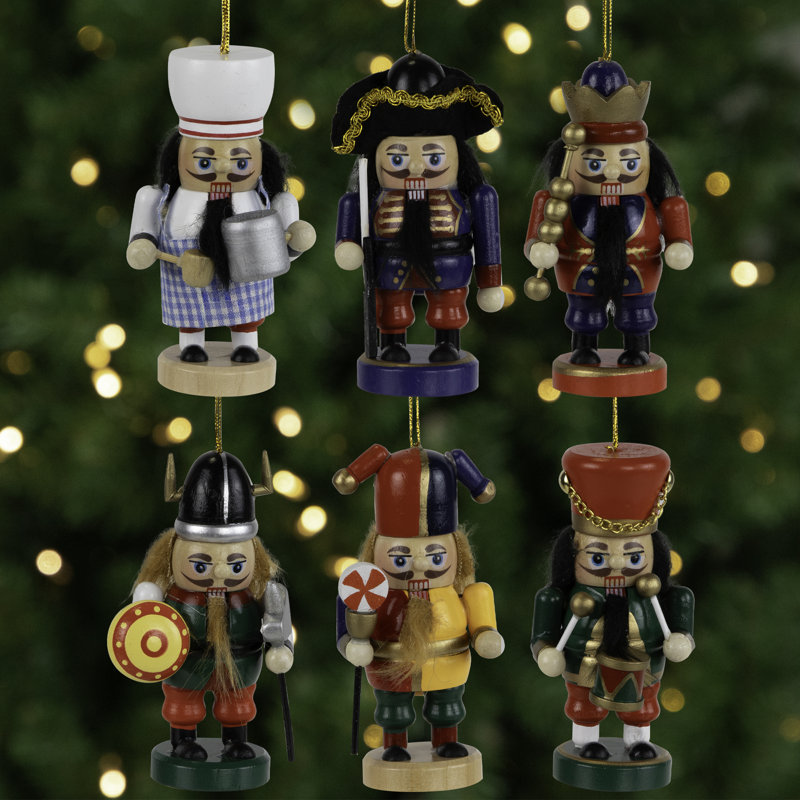Professional Nutcracker Christmas Ornaments - 4" - Set Of 6 - Multicolor