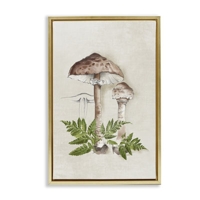 Toile flottante encadrée avec champignon et fougère par Eli Jones