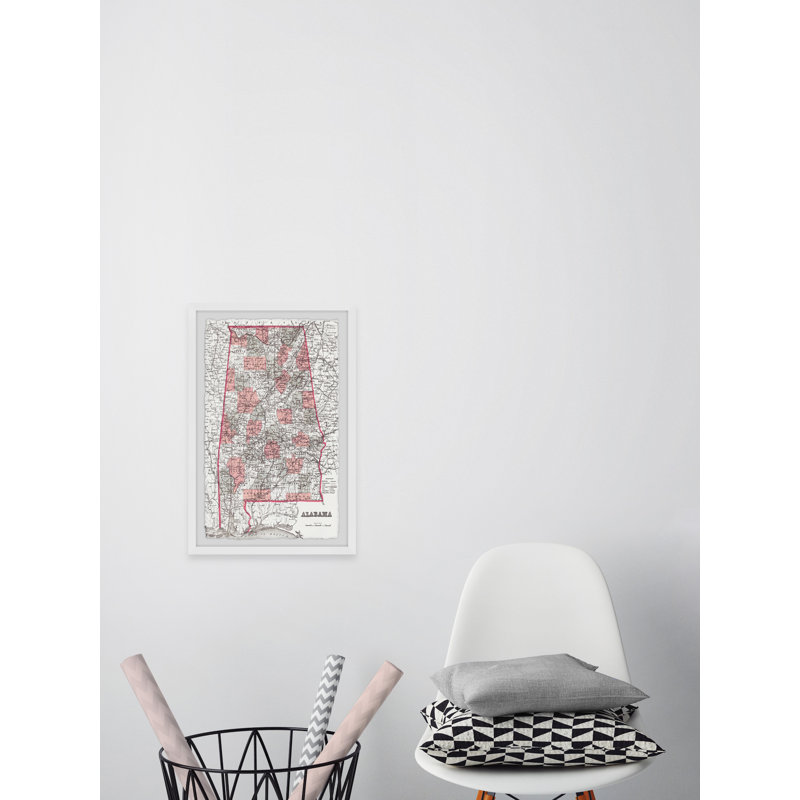 «White Pink Alabama», reproduction d'art graphique sur papier encadré, H 12 po x l 8 po x P 1,5 po
