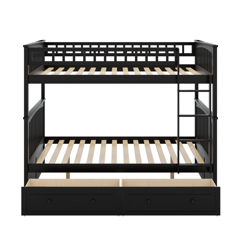 Full Over Full Bunk Bed With Drawers, Convertible Beds, Espresso