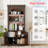 Wooden Storage Cabinet With Arched Design, Display Cabinet With LED Lighting, Large Capacity & Waterproof Surface-121515904