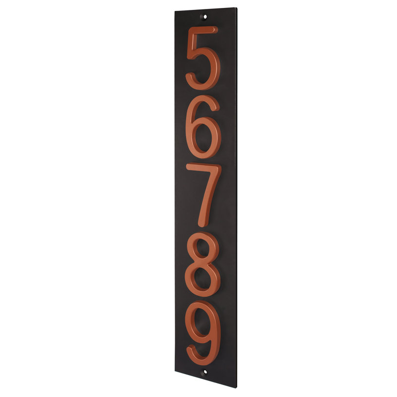 Plaque d'adresse verticale en aluminium Royal Shade, Noir, Cuivre, Oui