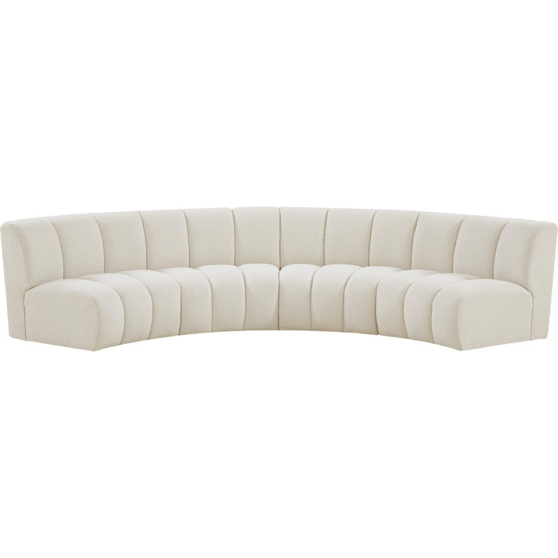 Canapé modulaire de coin symétrique Infinity de 148 po de largeur, Tissu crème bouclé