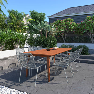 Anautica 8 - Person Solid Wood Patio Dining Set Rectangular Table