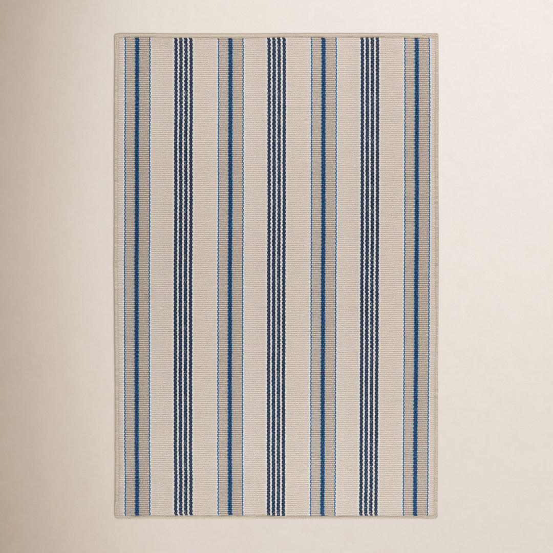 Nimes Ticking Neutral Machine Washable Rug Dash and Albert Rugs Rug 