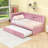 Svojas Twin Size Linen Upholstered Daybed with USB Ports,LED,Shelves and Twin Trundle-111958423