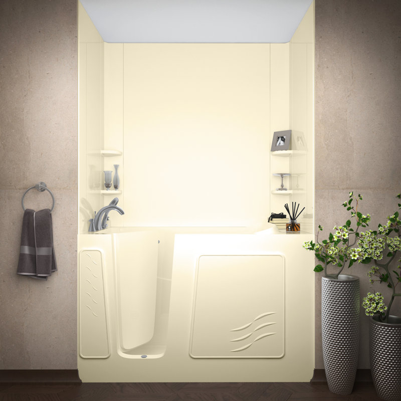 Combinaison de 60 po x 30 po pour le robinet, la lumière, le chauffage et le siège intégré Tucson, Biscuit, Gauche