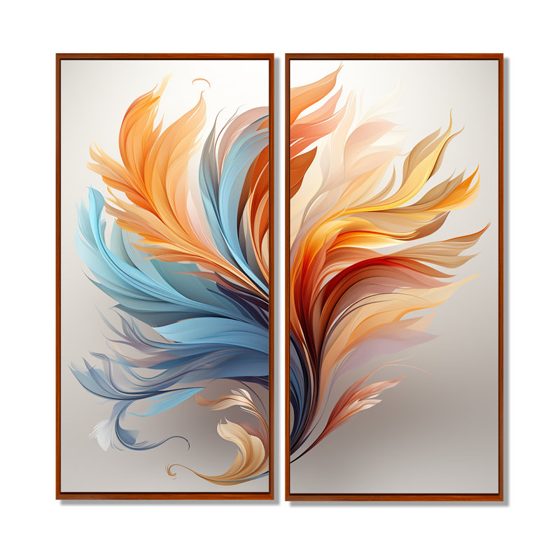 Art mural Liadan - Plumes d'animaux, 20" H x 24" W, Impression encadrée flottante, Brown