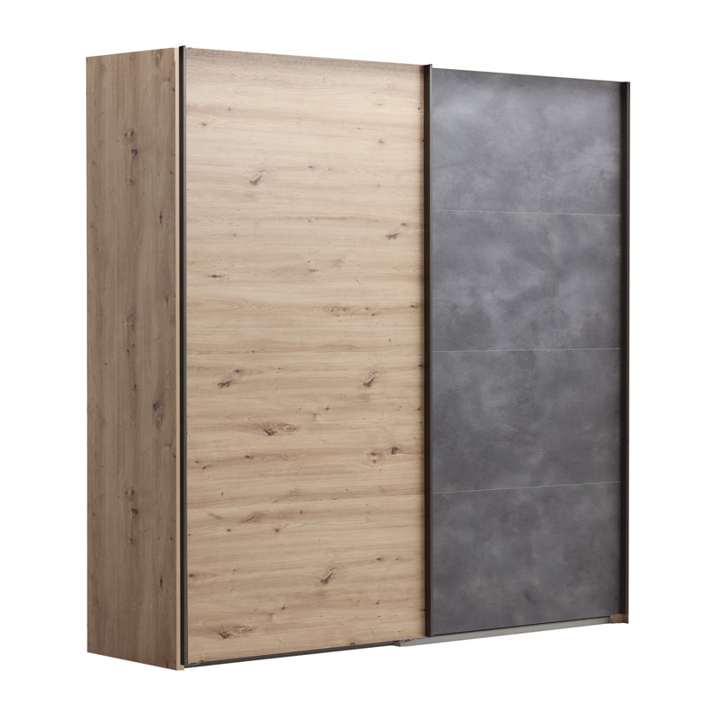 Systema 2 Door Manufactured Wood Wardrobe, Oak/Anthracite, 223cm H x 250cm W x 60cm D
