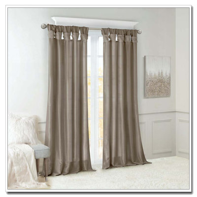 Twist Tab Lined Window Curtain Panel Pewter 50x95"