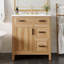 Meuble-lavabo en bois 30 po avec cadre en bois massif, 1 porte à fermeture douce, 2 tiroirs à fermeture douce, tablette réglable