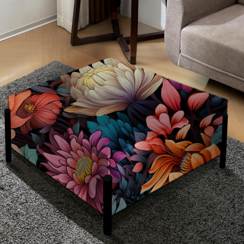 Neon Botany Botanical Pattern - Botanical Large Square Ottoman