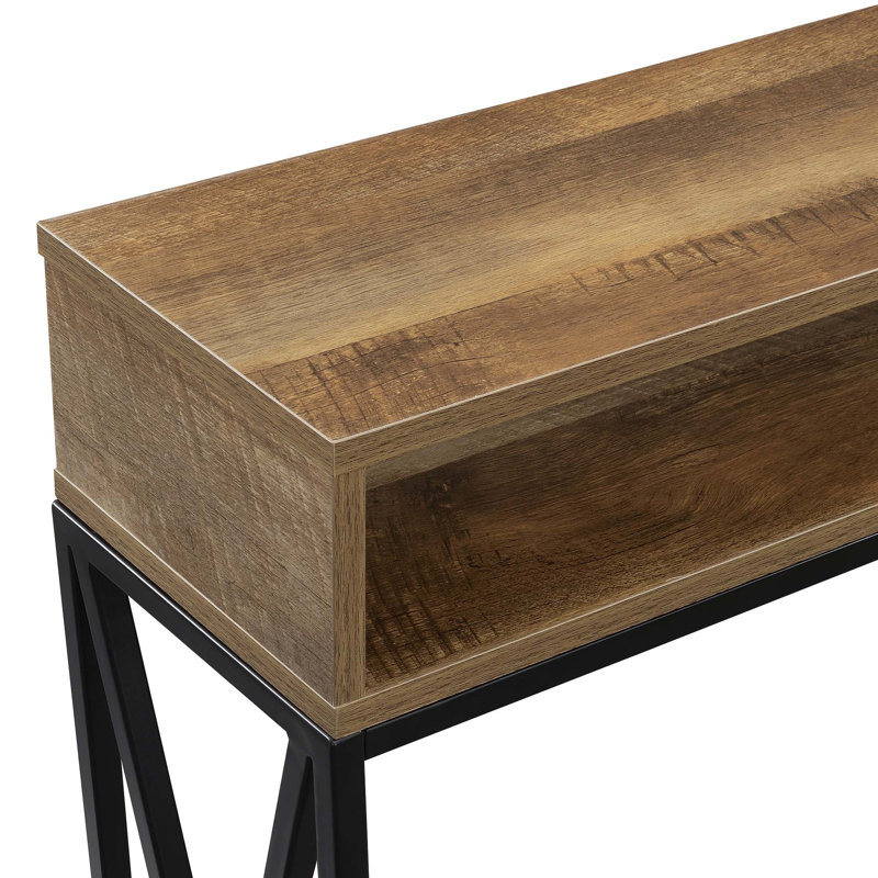 Console de 47,25 po Ariyana, Plateau en bois de grange patiné / base noire