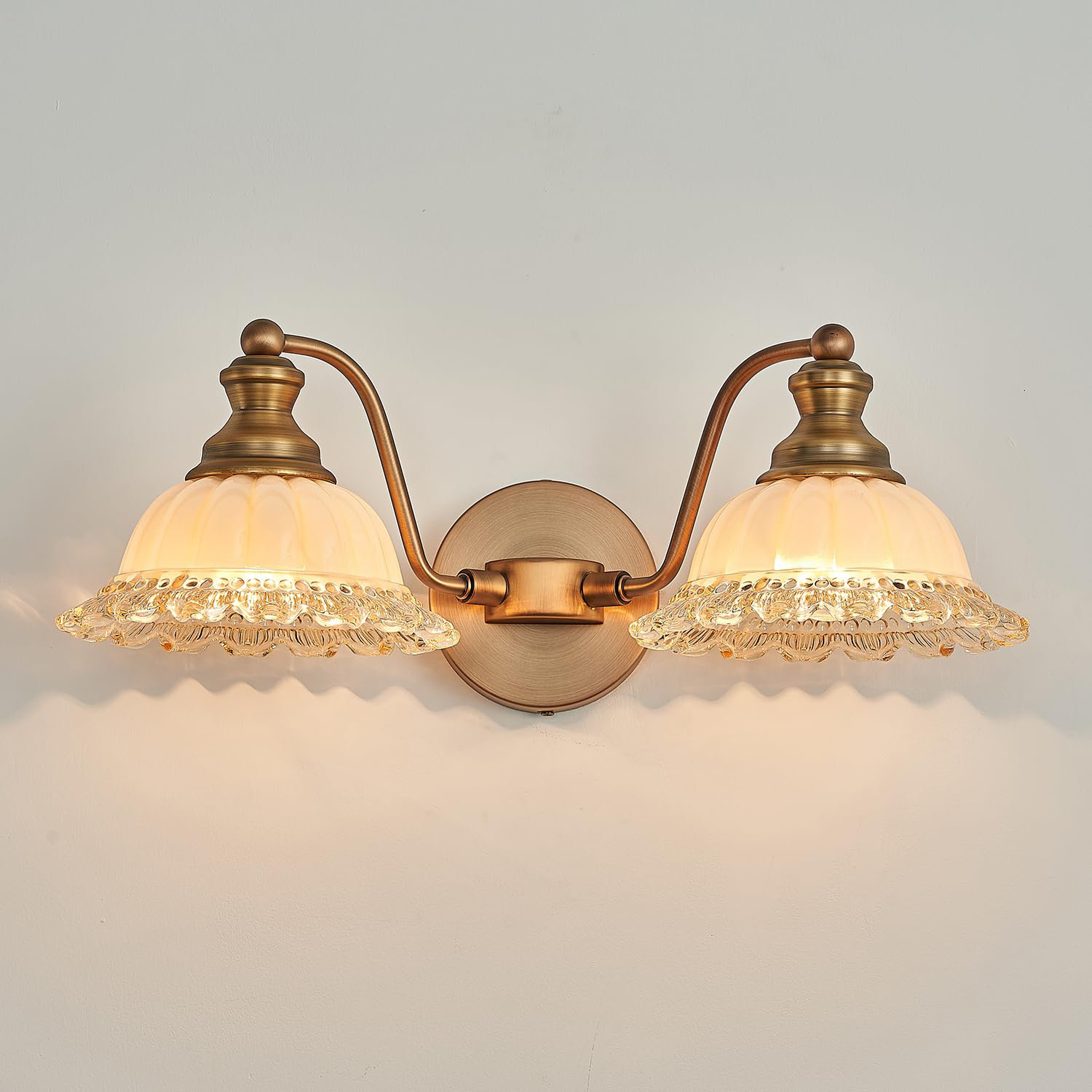 Rosdorf Park Brushed Brass 2-Light Vintage Vanity Light Fixture for ...