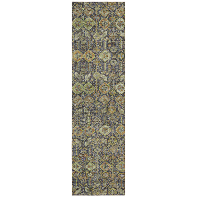 Tapis de couloir intérieur et extérieur bleu 8 pi