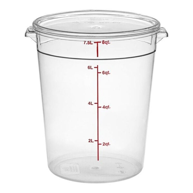 Choix 8 pte Contenant alimentaire rond transparent en polycarbonate avec couvercle - 12 / caisse, homologué NSF, va au lave-vaisselle, empilable