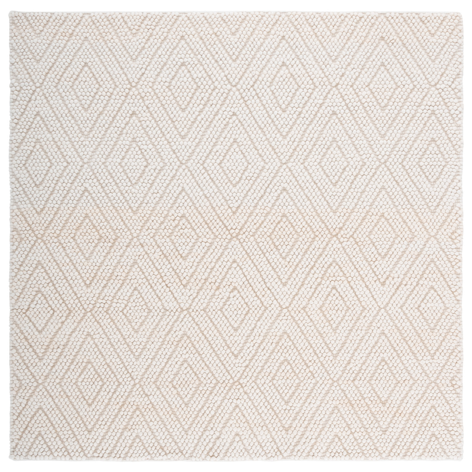 Elle Ivory Hand-Woven Geometric Rug, Square 2'