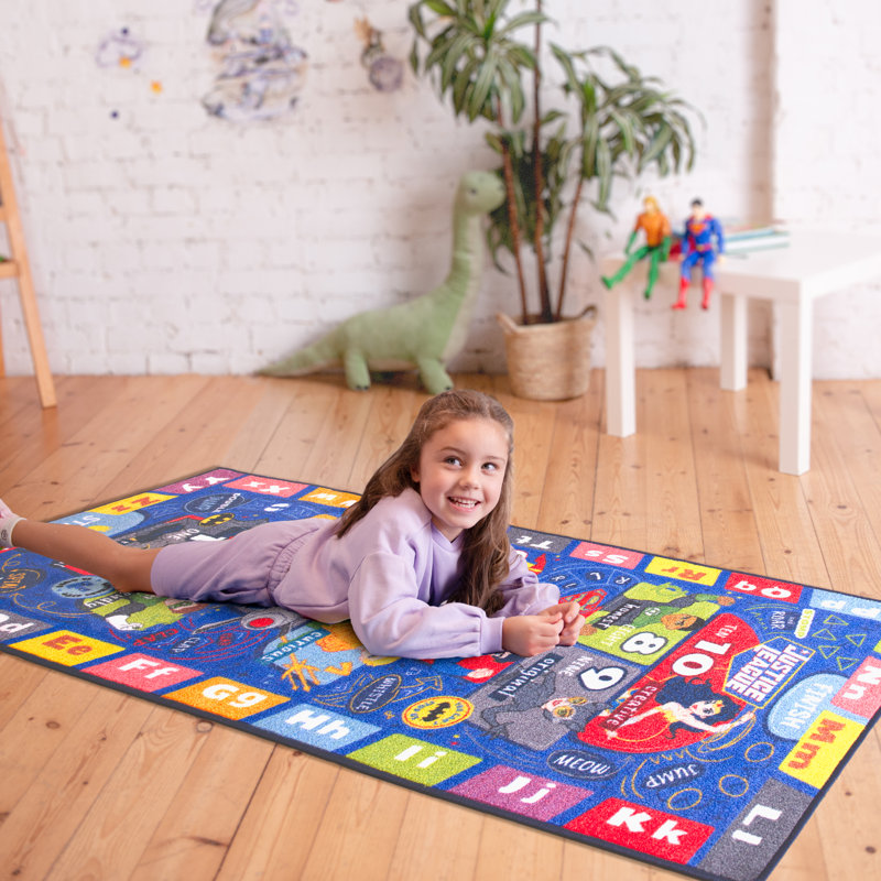 Justice League Kids Hopscotch Educational Rug, 2'7" x 6'0"