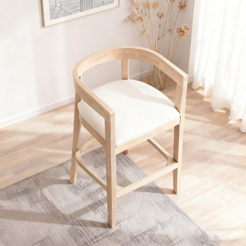 Tabouret de comptoir en bois d'hévéa, Naturel