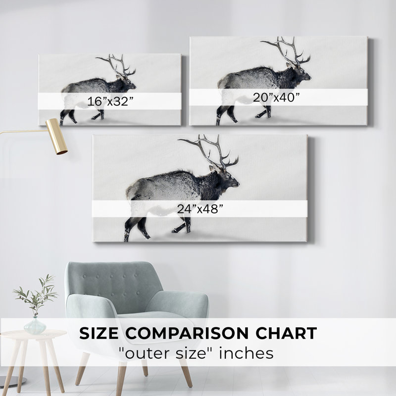 «Lone Bull» - Toile tendue avec châssis - Prêt à accrocher, H 16 po x l 32 po